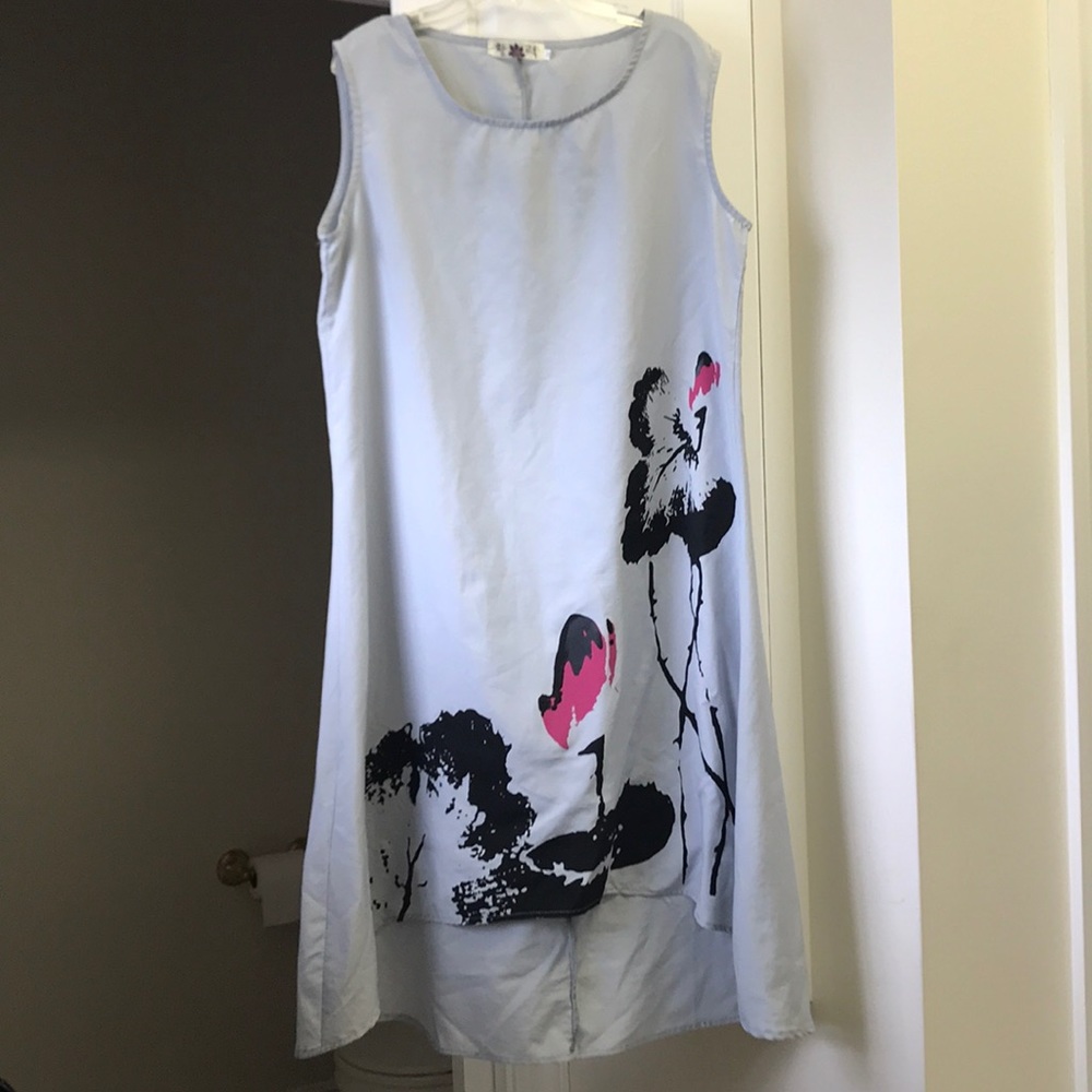 Light gray based with cute flowers dress